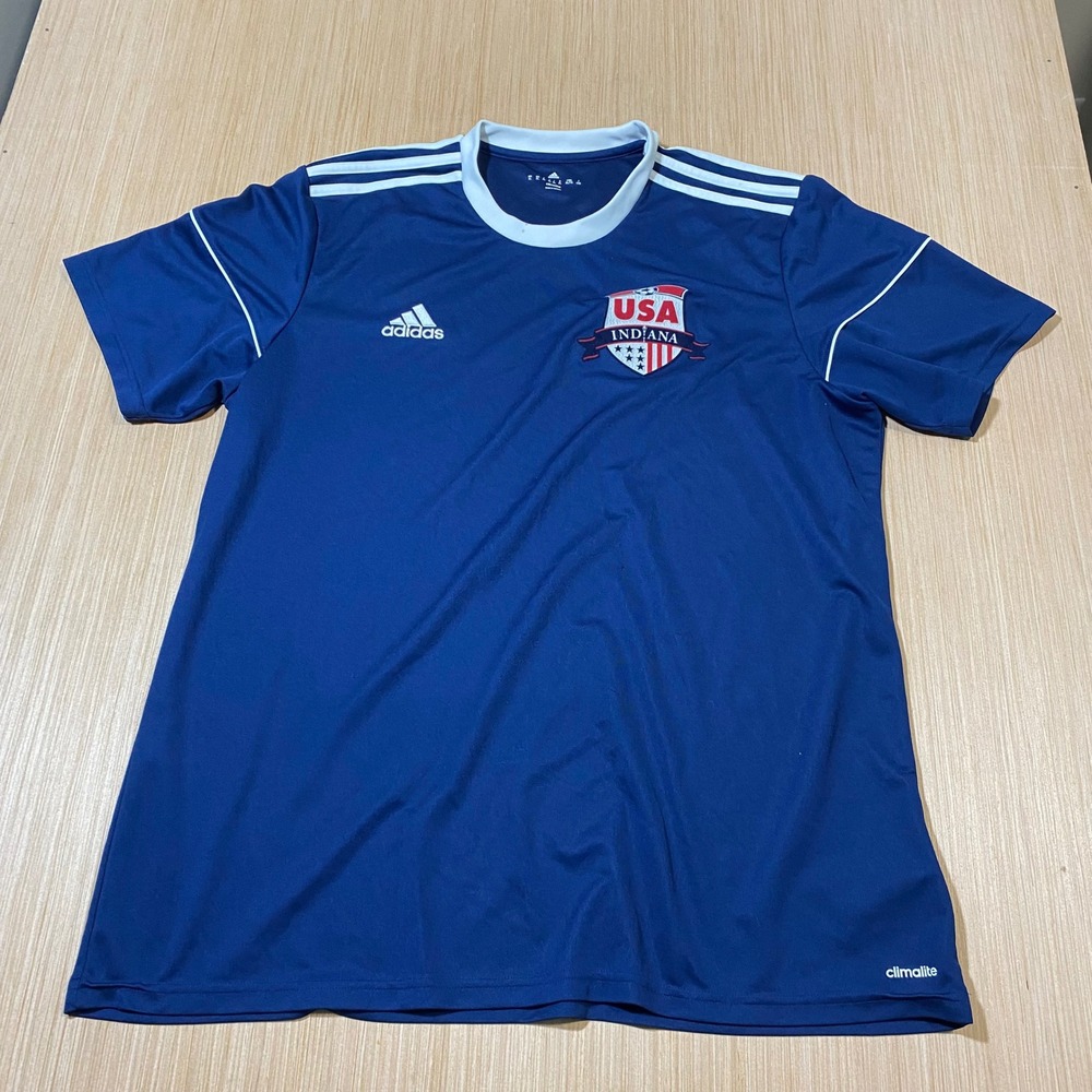 Adidas Mens XL Indiana USA Soccer Jersey Navy Blue Climalite Short Sleeve Shirt